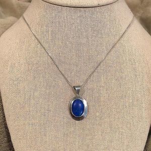 VINTAGE Lapis Lazuli Sterling Silver Necklace